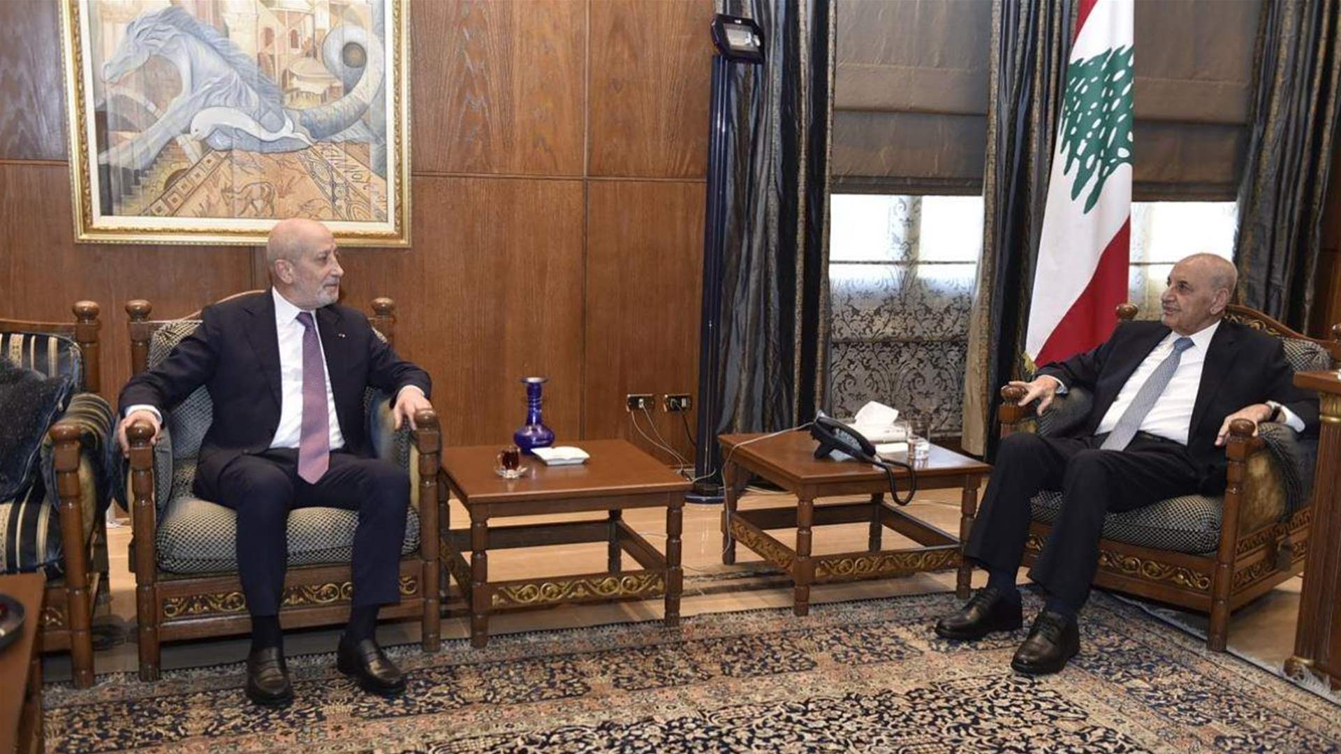 لقاء جمع مستشار رئيس الجمهورية أندريه رحال بالرئيس بري في عين التينة وقد تم التداول في المستجدات والأوضاع عامةً
