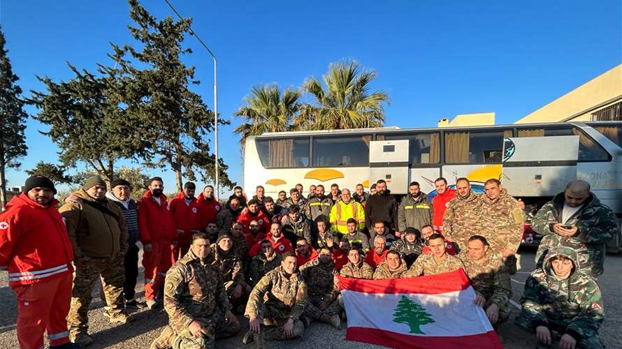 الفريق اللبناني المتواجد في سوريا يستعد للعودة الى لبنان بعدما قام بعمليات إنقاذ في سوريا جراء الزلزال
