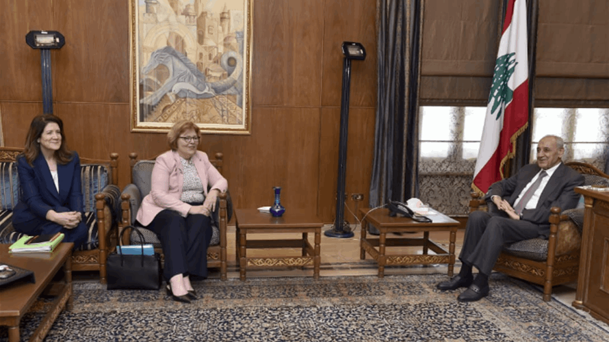 بري بحث مع السفير البابوي وغريو الاوضاع العامة والتقى باربرا ليف وعرضا للمستجدات في لبنان والمنطقة