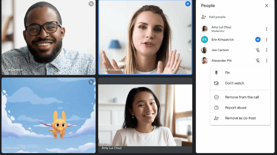 Google Meet now lets you pause video streams of individual tiles