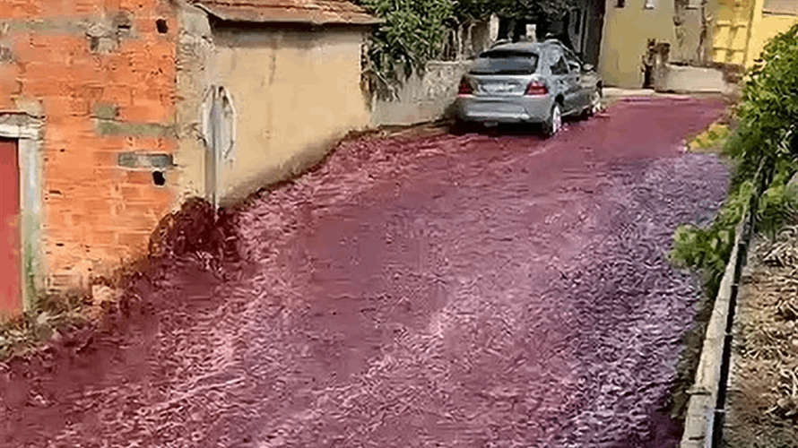 في مشهد غير مألوف... نهر من النبيذ يغرق شوارع بلدة برتغالية! (فيديو)