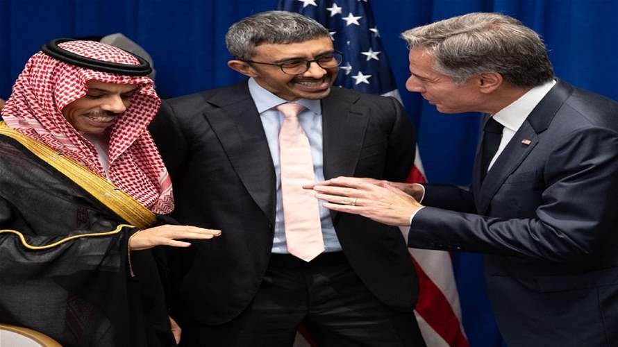 اجتماع ثلاثي بين وزير الخارجية السعودي ونظيره الإماراتي ونظيره الأميركي 