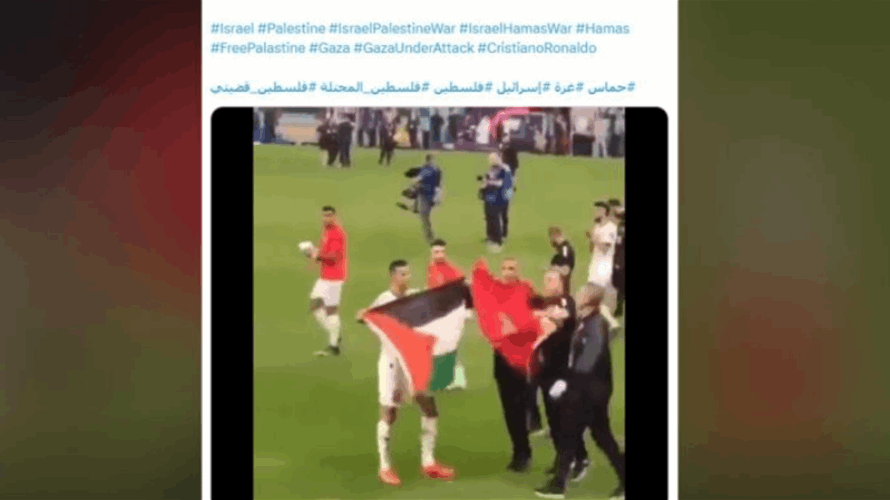 هل لف كريستيانو رونالدو نفسه بالعلم الفلسطيني في الملعب؟ (فيديو)