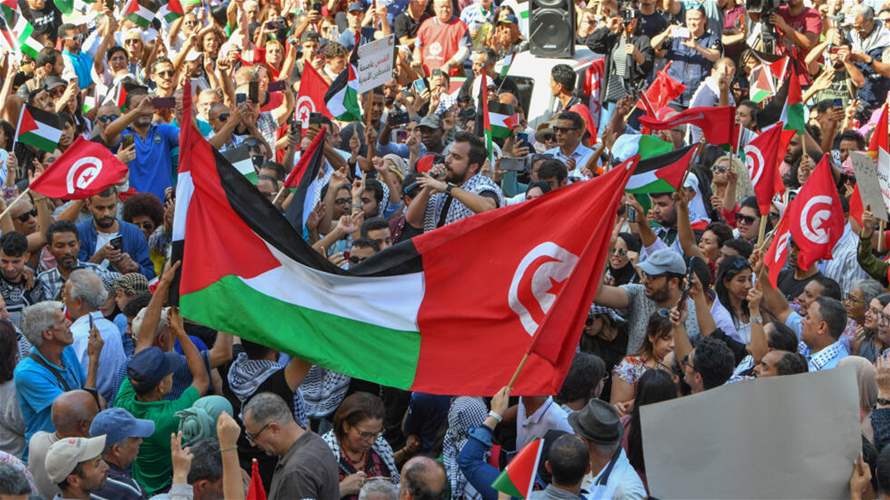 مظاهرات في تونس دعما مع الفلسطينيين