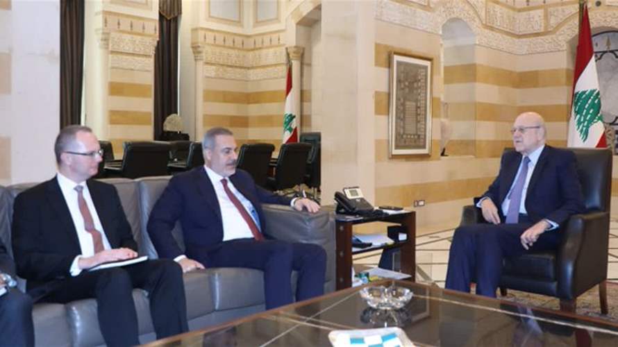 Mikati calls for halt to Israeli war in Gaza, South Lebanon during meeting with Turkish Foreign Minister