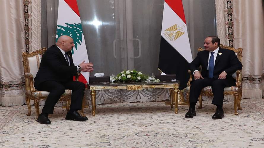 رئيس الجمهورية غادر القاهرة عائدا الى بيروت وأبرق الى السيسي