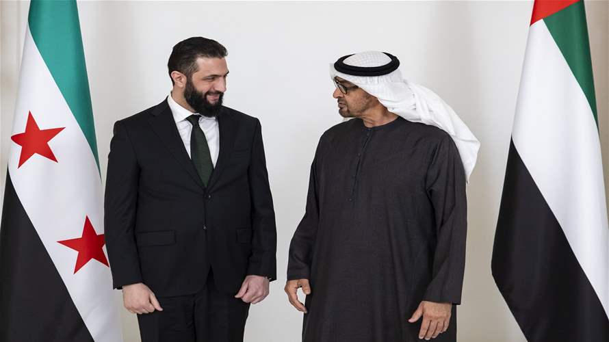 الرئيس الإماراتي يستقبل الشرع ويؤكد حرصه على "إعادة بناء" سوريا