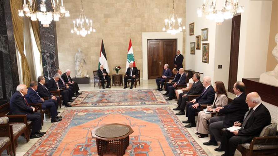 لقاء موسّع بين الرئيس عون والرئيس الفلسطيني محمود عباس بمشاركة الوفدين الرسميَّين اللبناني والفلسطيني