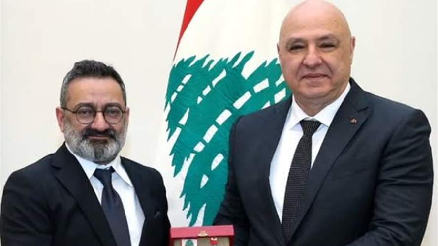President Joseph Aoun awards Georges Khabbaz the Lebanese Silver Order of Merit