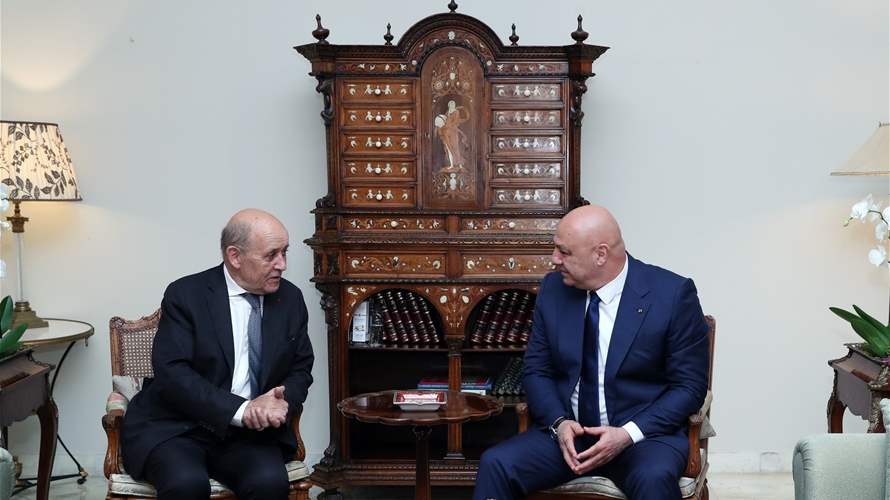Lebanon's President Aoun receives French Envoy Le Drian at Baabda Palace