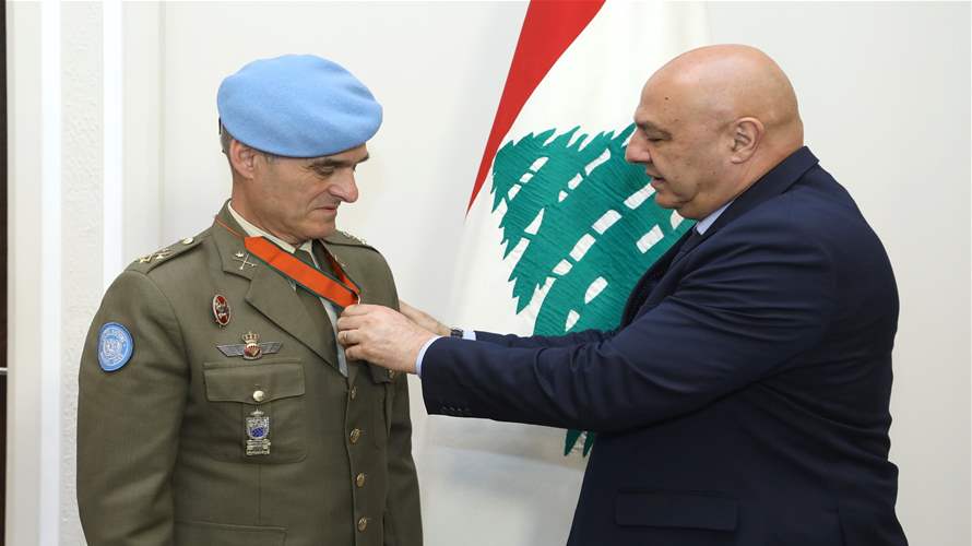 President Aoun awards UNIFIL commander Aroldo Lázaro the National Order of the Cedar