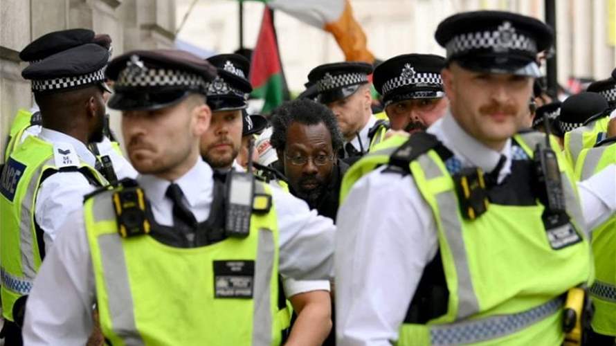 UK police arrest four over pro-Palestinian protest at military base