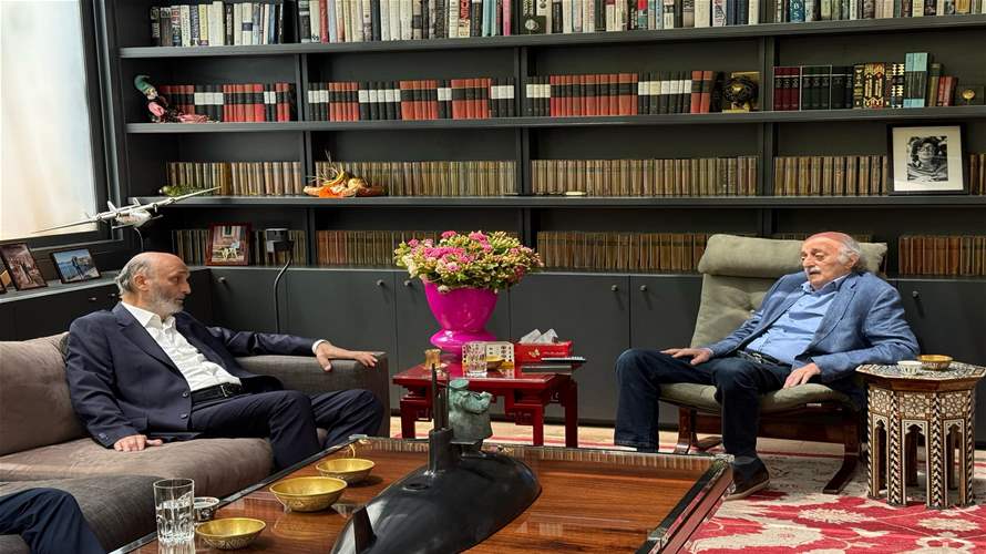 Samir Geagea meets Walid Jumblatt in Clemenceau, says talks were “fruitful on all levels”