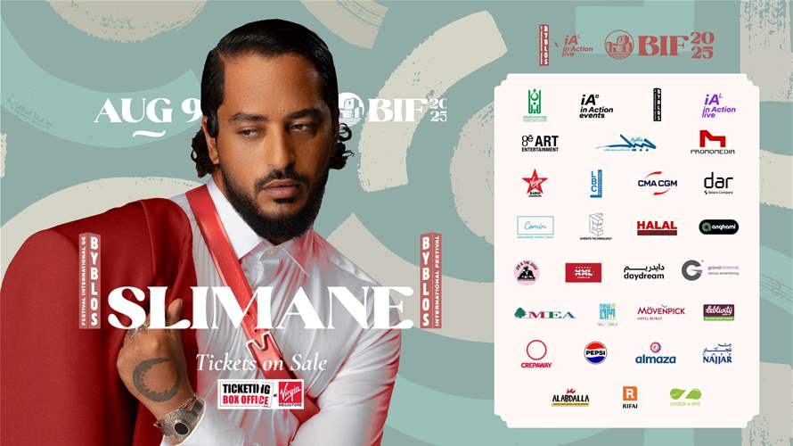  Feel every sensation with Slimane, performing🎤 live this August at the Byblos International Festival. Don’t miss out—secure your tickets now