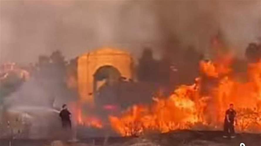 Large fire engulfs archaeological site in Tyre
