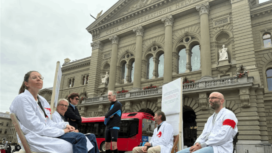 Swiss medics start hunger protest over Gaza outside parliament