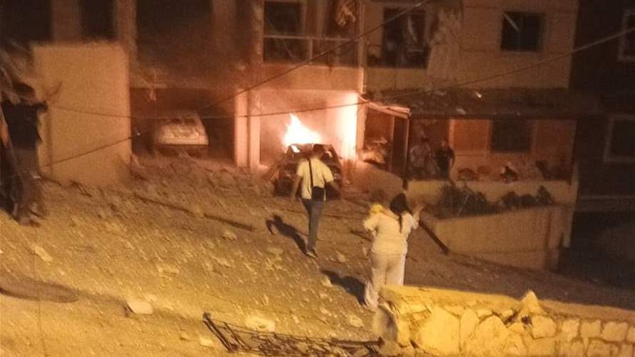 استهداف مبنى في حي كسار زعتر في مدينة النبطية