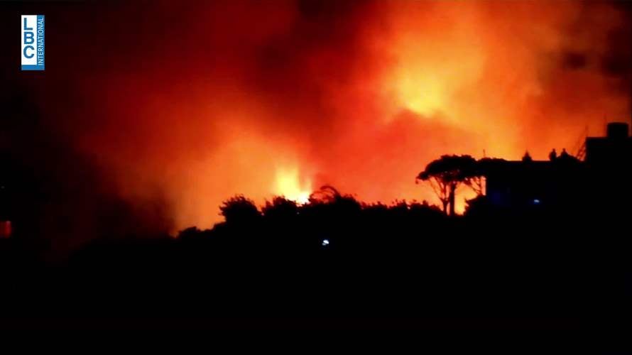 حرائق في مناطق واسعة في جزين نتيجة الاعتداءات الاسرائيلية