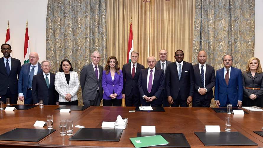 Speaker Berri to Security Council envoys: Stability in South Lebanon requires full Israeli compliance with UN Resolution 1701