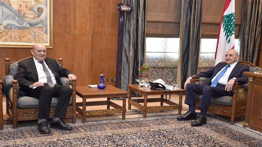 Speaker Berri meets French Envoy Le Drian for talks on escalating regional developments