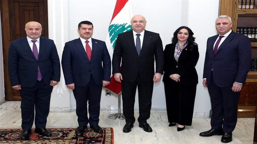 موفد رئيس الوزراء العراقي يؤكد من بعبدا استمرار الدعم للبنان