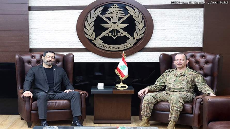 قائد الجيش العماد رودولف هيكل استقبل النائب الياس حنكش والبحث تناول الأوضاع العامة في البلاد