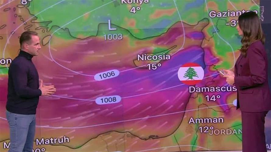 منخفض جوي يضرب لبنان.... رياح عاتية وامطار غزيرة