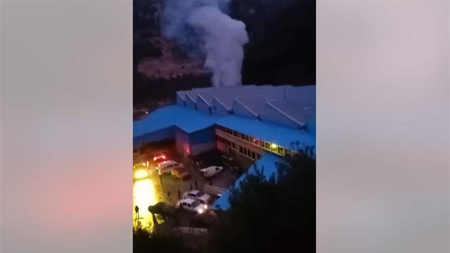 حريق في معمل مياه تنورين التحتا نتيجة ماس كهربائي