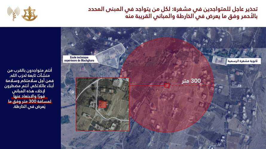 إنذار عاجل إلى سكان البقاع الغربي وتحديدًا في مشغرة