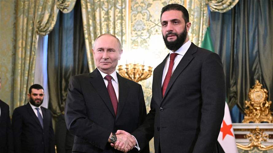 بوتين للشرع: ندعم جهودكم لاستعادة وحدة أراضي سوريا