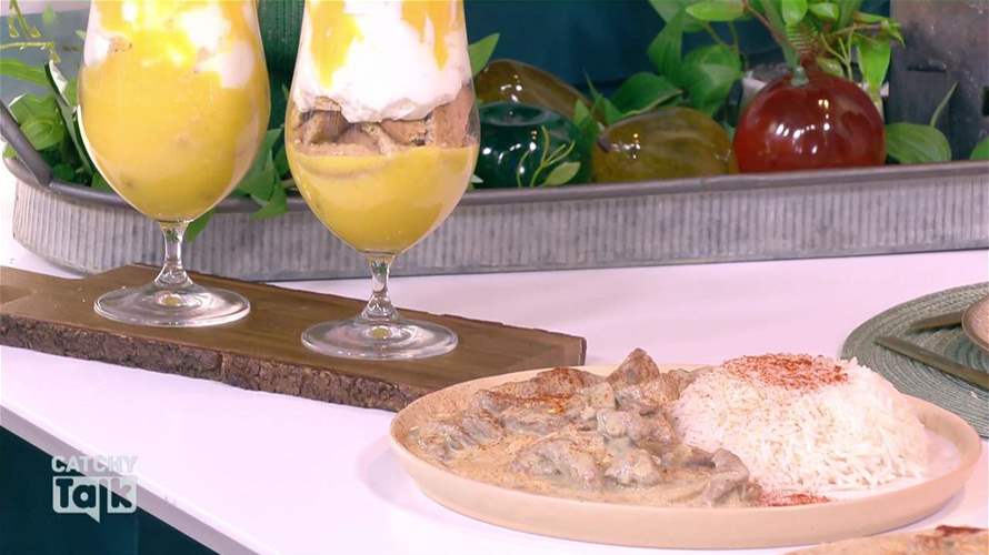 الستروغونوف باللحمة وحلوى المانغا والبسكويت... طبقان مميزان على طريقة الشيف فادي زغيب (فيديو)