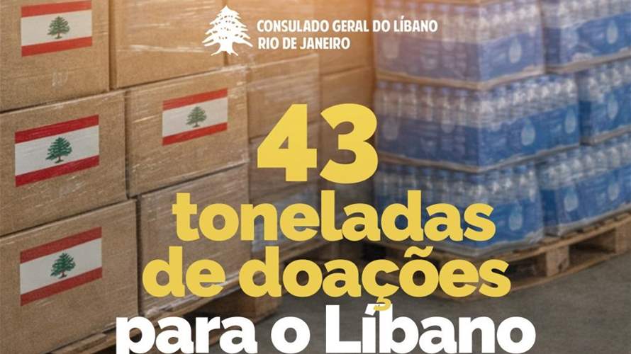 قنصلية ريو دي جانيرو: تأمين 43 طنا من المساعدات للنازحين دعما للعائلات المتضررة