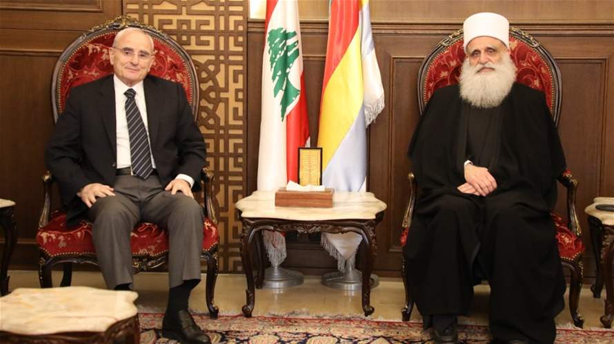 شيخ العقل استقبل وزير الدفاع: لبنان القوي بوحدته وللالتفاف حول المؤسسة الشرعية... منسى: ذهابنا الى المفاوضات للسلام وليس للاستسلام 