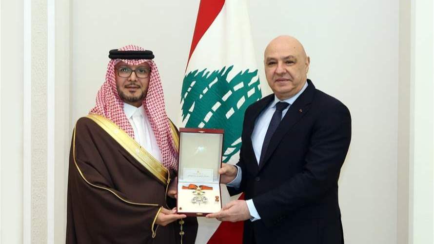 Lebanese President awards Saudi Ambassador Walid Bukhari National Cedar medal