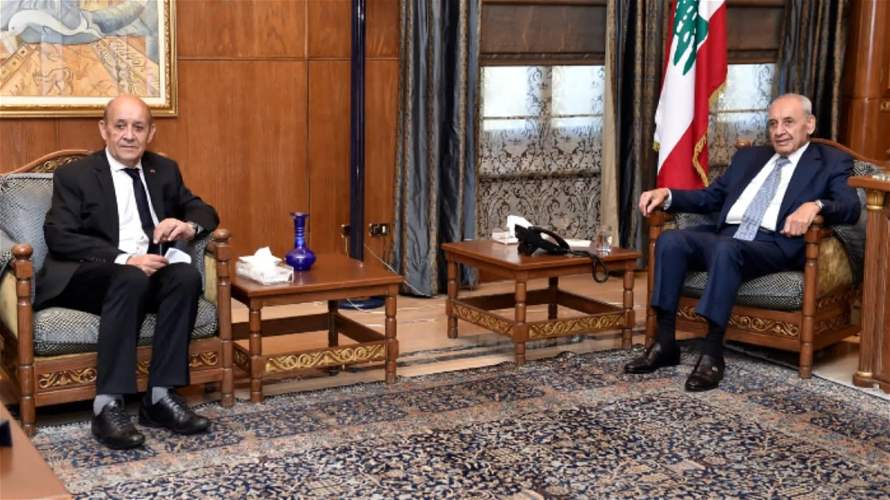 بري بحث مع لودريان والياس وميشال المر وريزا في التطورات سياسيا وميدانيا