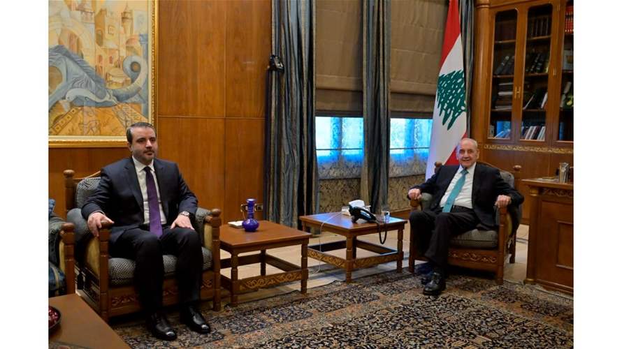 الشيباني بعد لقائه بري: بحثنا في تطوير العلاقات اللبنانية- السورية... وإذا اقتضت المصلحة للقاء حزب الله فنحن منفتحون