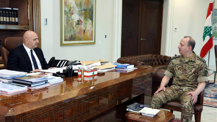 President Aoun, Army chief discuss framework agreement implementation and army deployment in the south 