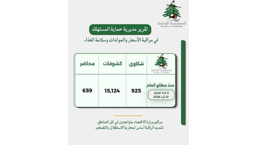 وزارة الاقتصاد: نحو 50% من مجموع محاضر الضبط استهدفت المولدات الكهربائية