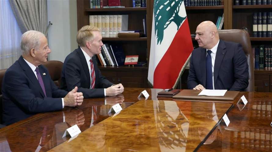 الرئيس عون بحث مع السيناتور الأميركي لانكفورد في التطورات في الجنوب ومسار اتفاق الإطار: إسرائيل تواصل اعتداءاتها جنوباً والجيش يحتاج إلى دعم لاستكمال مهامه