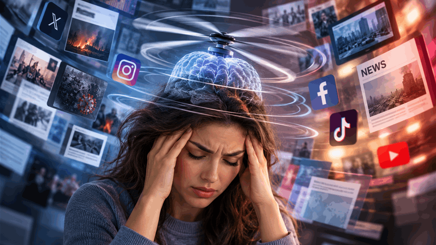 "دماغ المروحية"… كيف يؤدي فرط المعلومات والتوتر إلى أعراض جسدية مقلقة؟