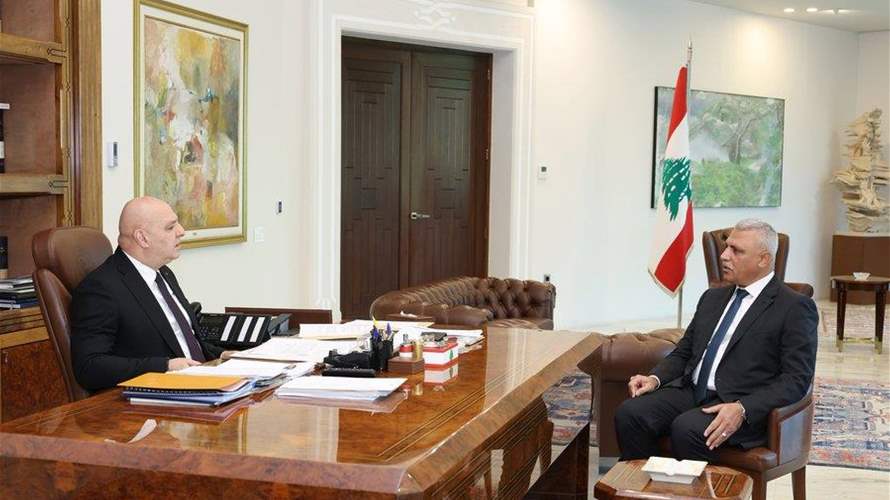 المدير العام للأمن العام اللواء حسن شقير أطلع رئيس الجمهورية على نتائج زيارته إلى السعودية وعرض معه الأوضاع العامة في البلاد وعمل الأمن العام