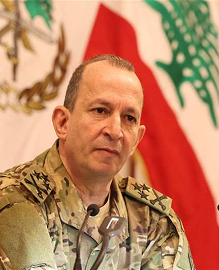 Army Commander Gen. Rodolph Haykal arrives in Tyre by military helicopter