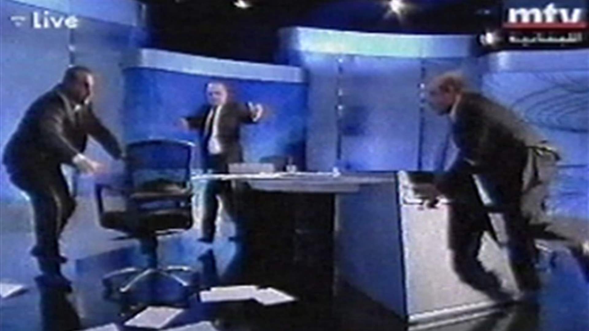 Alloush and Fayez Shakr get in violent brawl on live TV
