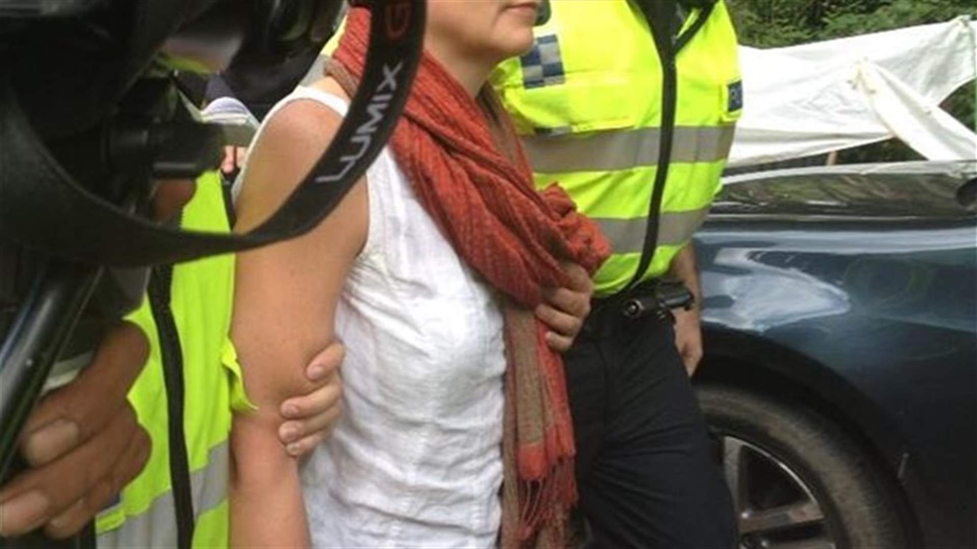 British anti-fracking protesters scuffle with police at oil well