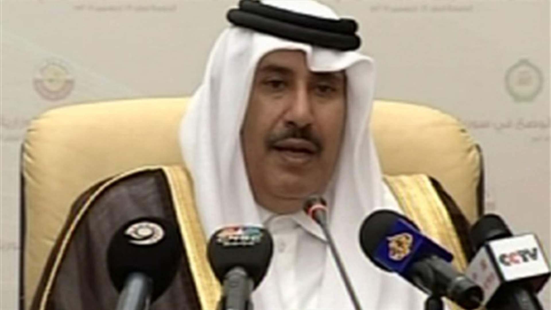 حمد بن جاسم : الجامعة العربية ستطلب من مجلس الامن تبني المبادرة العربية 