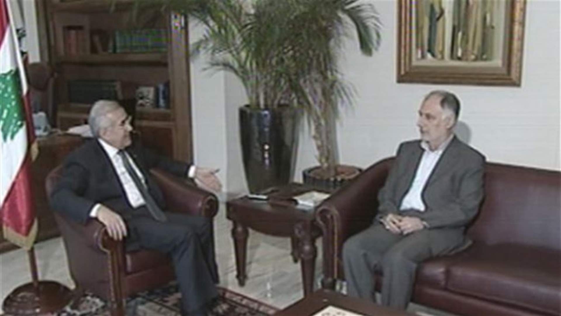 President Sleiman meets Minister Fneish over latest Israeli strike
