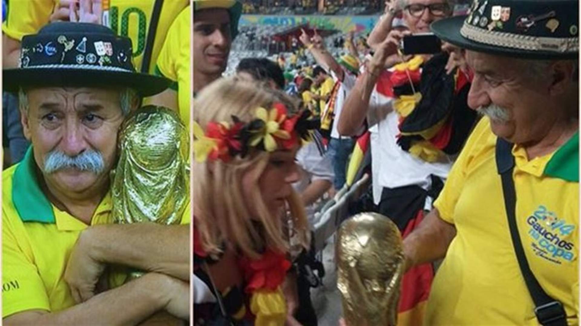 المشجّع البرازيلي الشهير يتخلّى عن كأسه لمشجّعة ألمانية
