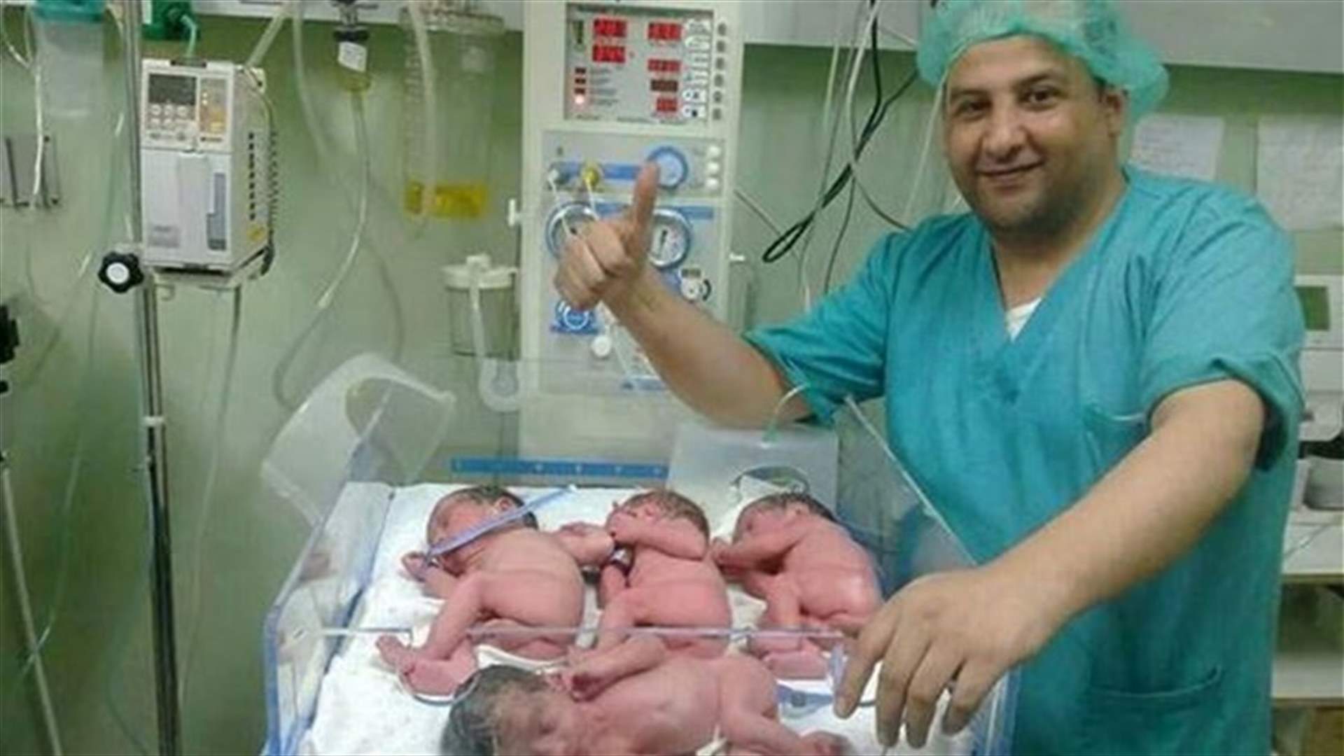 فلسطينية تنجب أربعة توائم في غزة
