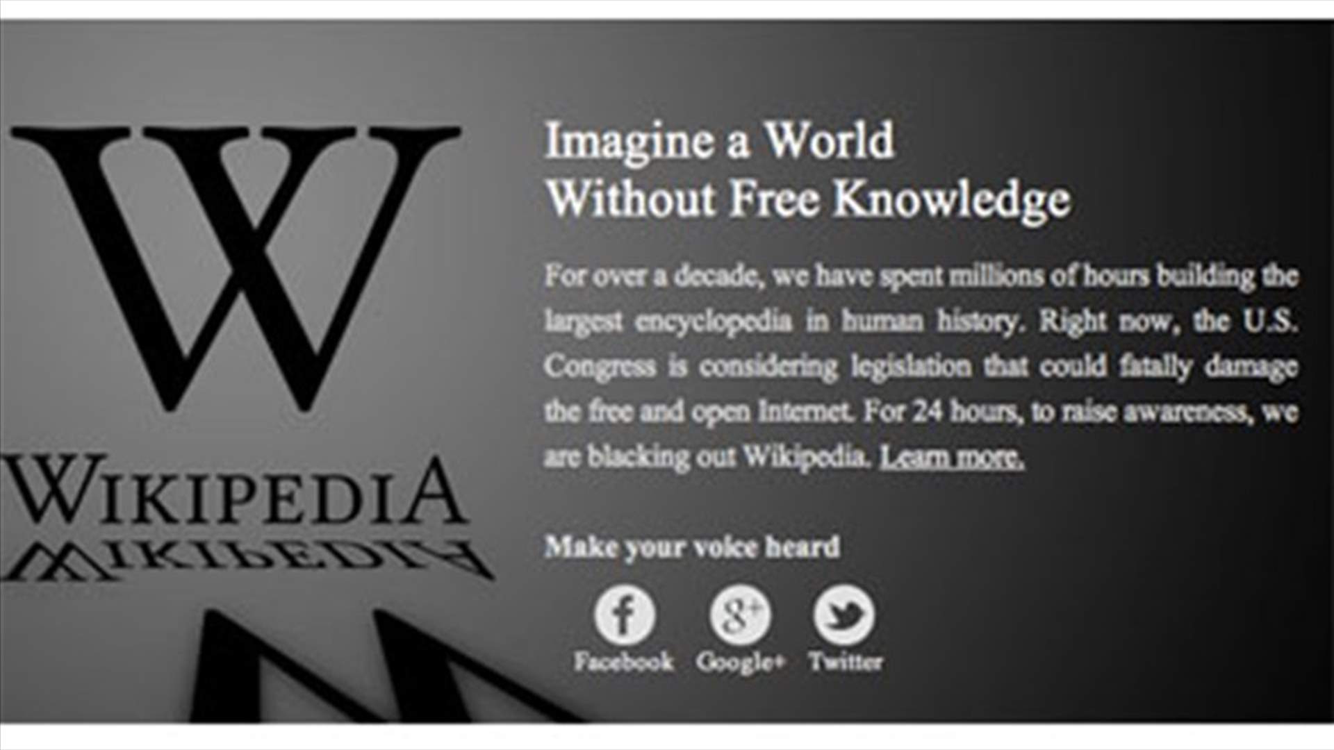 Web giants black out in protest of US law aimed at foreign websites