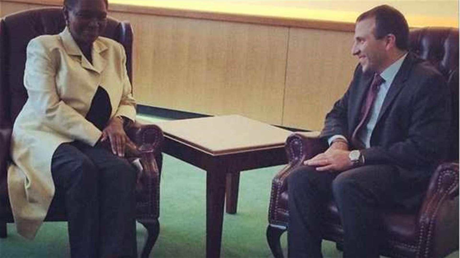 باسيل عرض مع دي ميستورا ولارسن وآموس موضوع الارهاب وداعش
